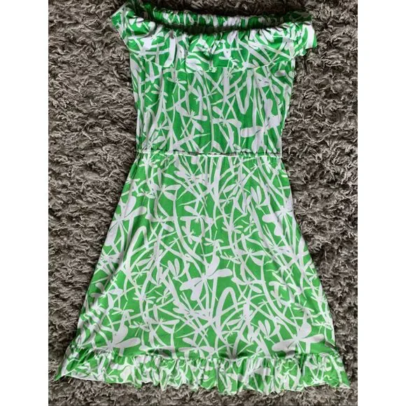 NEW NWOT Lilly Pulitzer Flor Green Bean Light My Fire Strapless Ruffle TUBE Dres - Picture 8 of 10